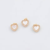 18K Gold PVD Heart Charm 10mm Mother of Pearl Back Pendant Charms - Tarnish Resistant