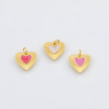 18K Gold PVD Enamel heart sunburst 14x14mm pendant charms - Tarnish Resistant