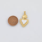 18K Gold PVD Sacred Heart Charms 16x26mm s White Gold Charms - Tarnish Resistant