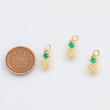 18K Gold PVD Pineapple Fruit Charm 6x13mm s White Gold Charms - Tarnish Resistant