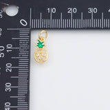 18K Gold PVD Pineapple Fruit Charm 6x13mm s White Gold Charms - Tarnish Resistant