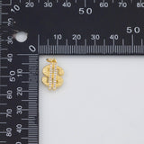 18K Gold PVD Dollar Sign Money Charm 11x17mm s White Gold Charms - Tarnish Resistant