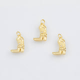 18K Gold PVD Cowboy Cowgirl Boots Country Western Charm 16x12mm s Cowgirl Boots Charms - Tarnish Resistant