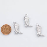 18K Gold PVD Cowboy Cowgirl Boots Country Western Charm 18x15mm s White Gold Charms - Tarnish Resistant