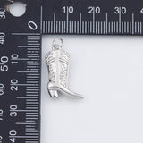 18K Gold PVD Cowboy Cowgirl Boots Country Western Charm 18x15mm s White Gold Charms - Tarnish Resistant