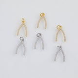 18K Gold PVD Wishbone Charm 11x17mm s White Gold Charms - Tarnish Resistant