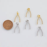 18K Gold PVD Wishbone Charm 11x17mm s White Gold Charms - Tarnish Resistant