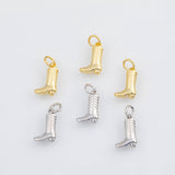 18K Gold PVD Cowboy Boots Country Western Charm 12x8mm s White Gold Charms - Tarnish Resistant