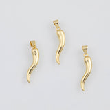 18K Gold PVD italian horn charm 35mm chili pepper charms pendant, good luck amulet, pendant j-661 - Tarnish Resistant