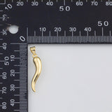 18K Gold PVD italian horn charm 35mm chili pepper charms pendant, good luck amulet, pendant j-661 - Tarnish Resistant