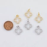 18K Gold PVD Flower White Gold Charms - Tarnish Resistant