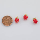 18K Gold PVD Strawberry Fruit Charm 8x12mm s White Gold Charms - Tarnish Resistant