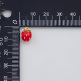 18K Gold PVD Strawberry Fruit Charm 8x12mm s White Gold Charms - Tarnish Resistant