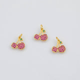 18K Gold PVD Cherry Cherries Fruit Charms 13x12mm s White Gold Charms - Tarnish Resistant