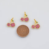 18K Gold PVD Cherry Cherries Fruit Charms 13x12mm s White Gold Charms - Tarnish Resistant