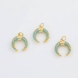 18K Gold PVD Turquoise Horn 16x19mm s White Gold Charms - Tarnish Resistant