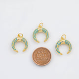 18K Gold PVD Turquoise Horn 16x19mm s White Gold Charms - Tarnish Resistant