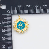 18K Gold PVD Enamel Compass Charm s White Gold Charms - Tarnish Resistant