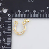 18K Gold PVD Horseshoe Charm 16x18mm s White Gold Charms - Tarnish Resistant