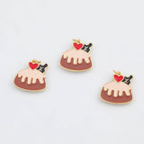 18K Gold PVD Enamel Hot Fudge Sunday Ice Cream Cake Charm Icecream 19x19mm s - Tarnish Resistant