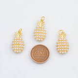 18K Gold PVD Pineapple Pearl Fruit Charm 12x23mm s White Gold Charms - Tarnish Resistant