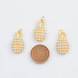 18K Gold PVD Pineapple Pearl Fruit Charm 12x23mm s White Gold Charms - Tarnish Resistant