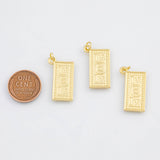 18K Gold PVD Dollar Bill Charm 100 Dollars 12x23mm s White Gold Charms - Tarnish Resistant