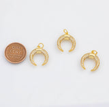 18K Gold PVD Horn Charm 16x14mm s White Gold Charms - Tarnish Resistant