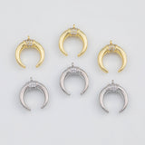 18K Gold PVD Horn Charm 17mm s White Gold Charms - Tarnish Resistant