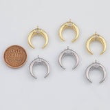 18K Gold PVD Horn Charm 17mm s White Gold Charms - Tarnish Resistant