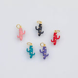 18K Gold PVD Cactus Western Charms 17x9mm s White Gold Charms - Tarnish Resistant