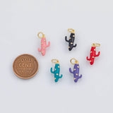 18K Gold PVD Cactus Western Charms 17x9mm s White Gold Charms - Tarnish Resistant