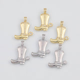 18K Gold PVD Cowboy Boots 20x25mm s White Gold Charms - Tarnish Resistant