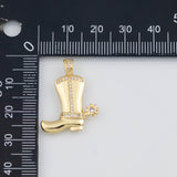 18K Gold PVD Cowboy Boots 20x25mm s White Gold Charms - Tarnish Resistant