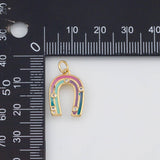 18K Gold PVD Enamel Horseshoe Charm 12x17mm s White Gold Charms - Tarnish Resistant