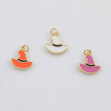18K Gold PVD Wizard Witch's Hat 14x15mm s White Gold Charms - Tarnish Resistant