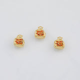 18K Gold PVD Pomegranate Fruit Bead Charms 10x10mm s White Gold Charms - Tarnish Resistant
