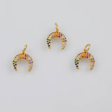 18K Gold PVD Horn Multicolor Charm 10x10mm s White Gold Charms - Tarnish Resistant