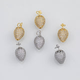 18K Gold PVD Strawberry Grape Fruit Charm 9x19mm s White Gold Charms - Tarnish Resistant