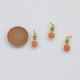 18K Gold PVD Pineapple Fruit Charm 6x14mm s White Gold Charms - Tarnish Resistant
