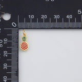 18K Gold PVD Pineapple Fruit Charm 6x14mm s White Gold Charms - Tarnish Resistant