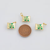 18K Gold PVD Green Cy Wrapper Charm 3x12mm s White Gold Charms - Tarnish Resistant