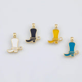18K Gold PVD Enamel Cowboy Boots Charm 14x20mm s White Gold Charms - Tarnish Resistant