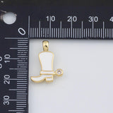18K Gold PVD Enamel Cowboy Boots Charm 14x20mm s White Gold Charms - Tarnish Resistant