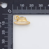 18K Gold PVD Sun Hate Sombrero Woman's Hat 8x17mm s White Gold Charms - Tarnish Resistant