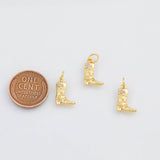 18K Gold PVD 22k Cowboy Boots 7x11mm pendant charms - Tarnish Resistant