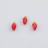 18K Gold PVD Enamel Strawberry Fruit Charm 8x13mm s White Gold Charms - Tarnish Resistant