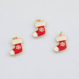 18K Gold PVD Christmas Stockings Socks 13x15mm s White Gold Charms - Tarnish Resistant