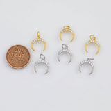18K Gold PVD Horn Moon Charm 12mm s White Gold Charms - Tarnish Resistant