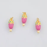 18K Gold PVD Enamel Ice Cream Bar Charm 19x7mm s White Gold Charms - Tarnish Resistant